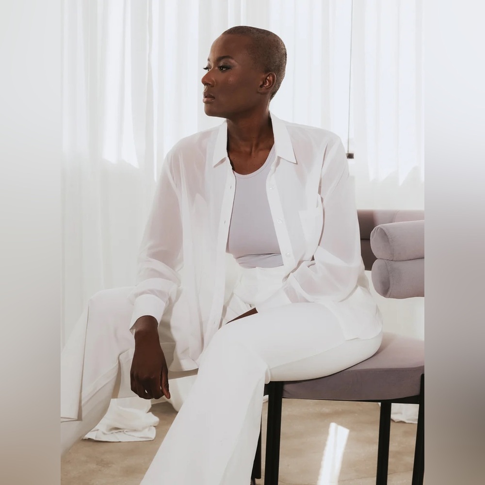 Klassy Network SHEER LONG SLEEVE BUTTON UP